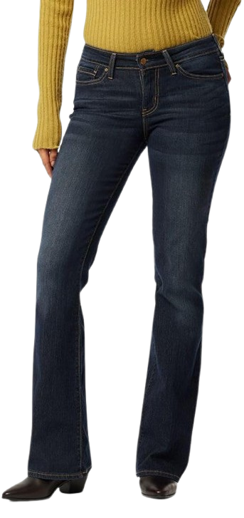 Womens Modern Bootcut Jeans Mid-Rise Stretch